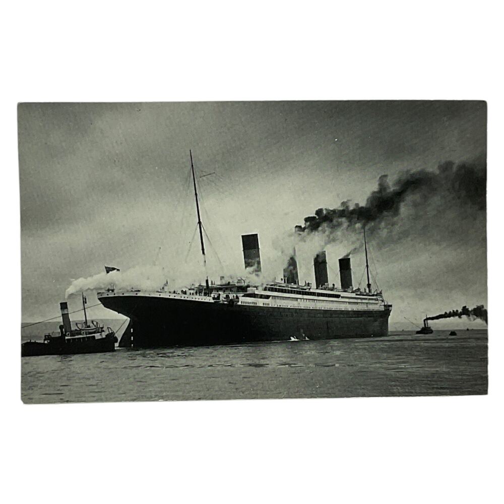 Titanic and Tugboat Photo on‎ Cardstock Paper Ephemera Boats and Ships
